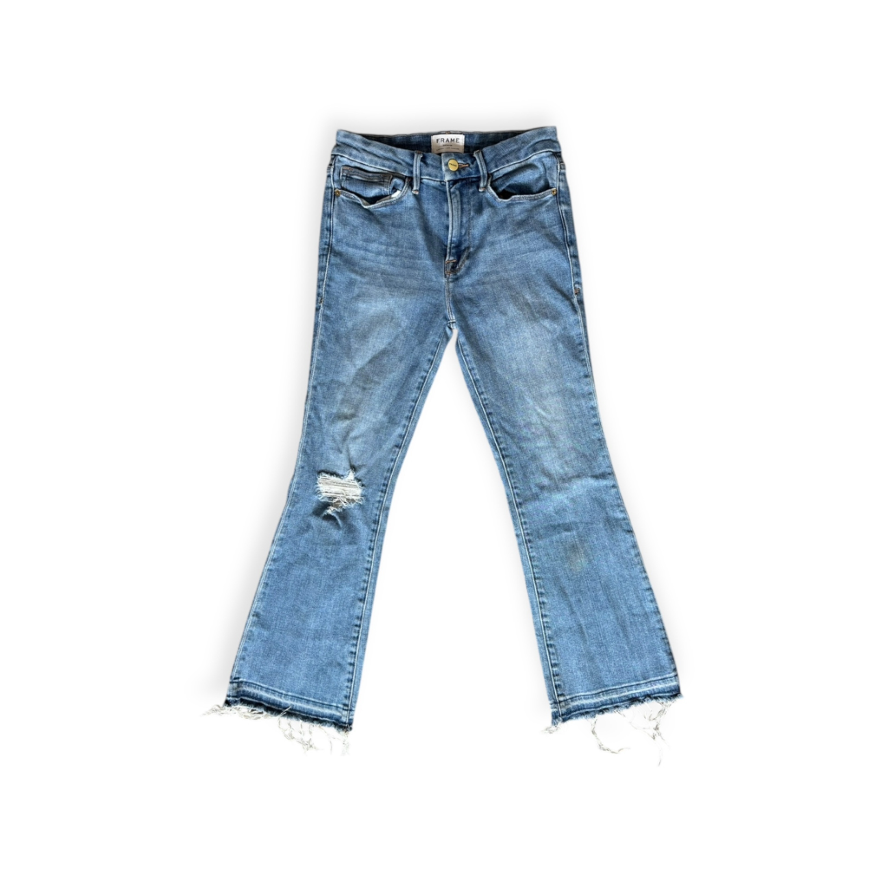 Frame Denim Jeans Le Crop Mini Boot 27 Distressed Ripped